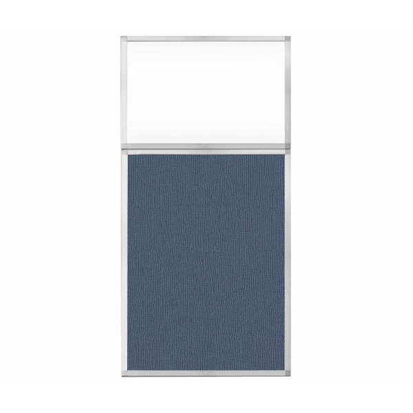 Hush Panel Configurable Cubicle Partition 3' x 6' W/ Window Ocean Fabric Clear Window